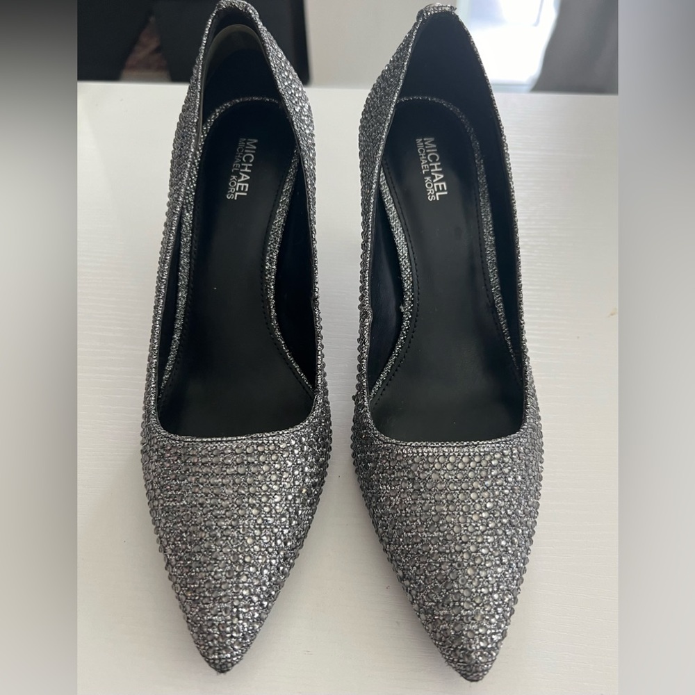 Michael Kors silver glitter heels